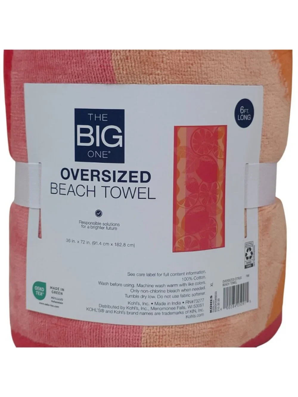 The Big One Oversized Citrus Beach Towel 36